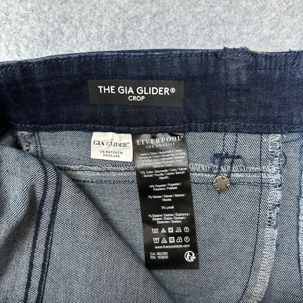 Liverpool The Gia Glider Crop Jeans Twisted Split Hem Dark Wash Denim Size‎ 8 29